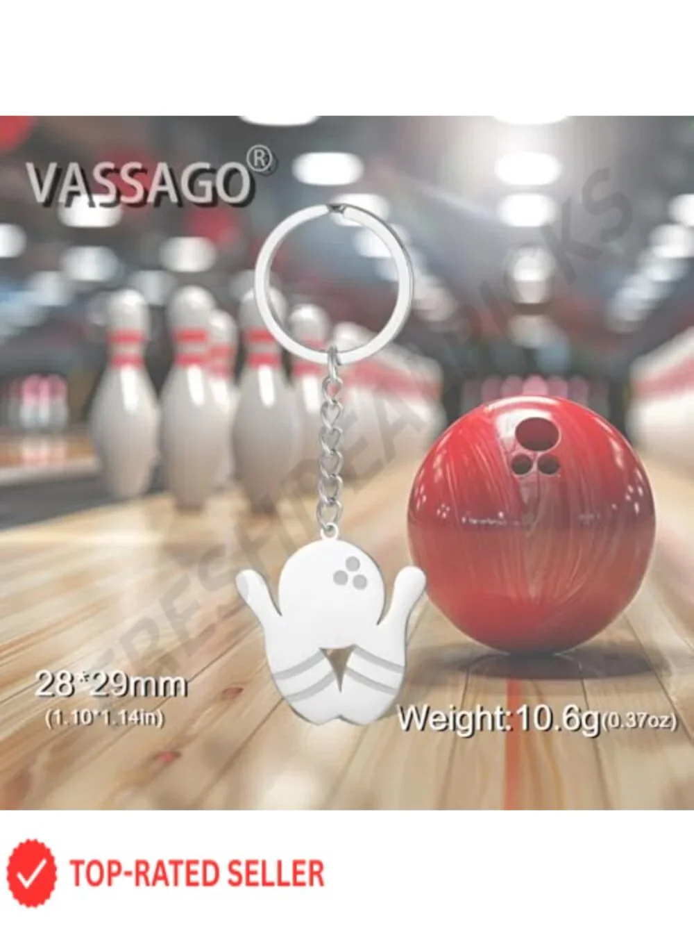 Bowling Ball Keychain Stainless Steel Purse Charm Bag Accessory Sports Party